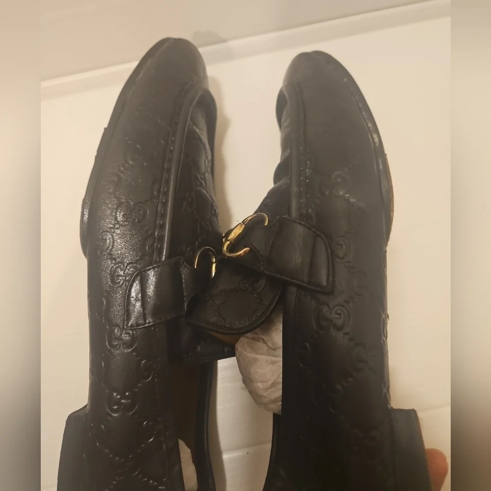 Gucci Tom Ford Era GG Monogram Black Embossed Leather Loafers Size 11.5 - Picture 8 of 14
